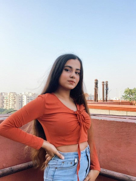 JHUMKI RUST FULL SLEEVE TOP