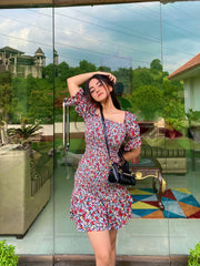 FLORET Multicolour puffed sleeve dress
