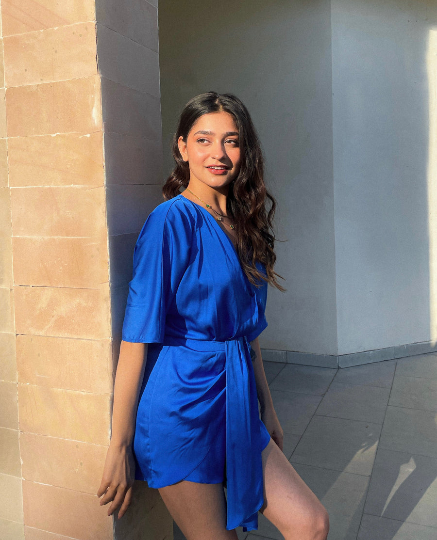 EVAA- Satin Dress (Blue)