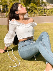 PEARL White detailing blouse