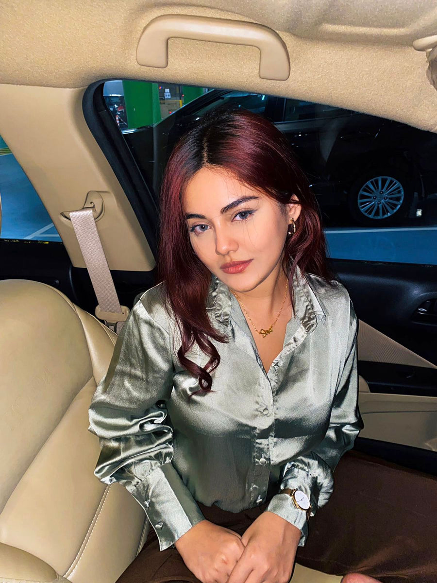 Satin Shirt (Sage Green)