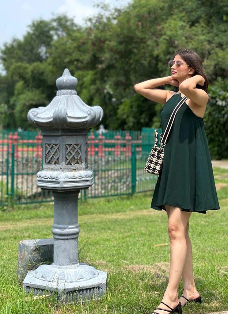DAZZLE- A Line Dress (Green)
