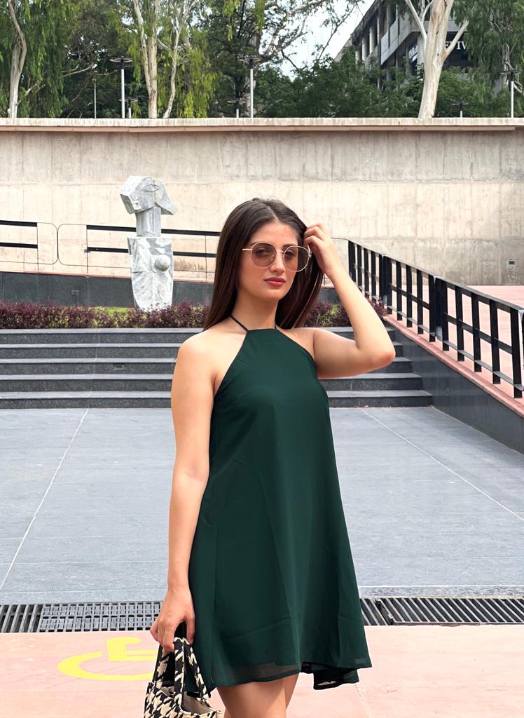 DAZZLE- A Line Dress (Green)