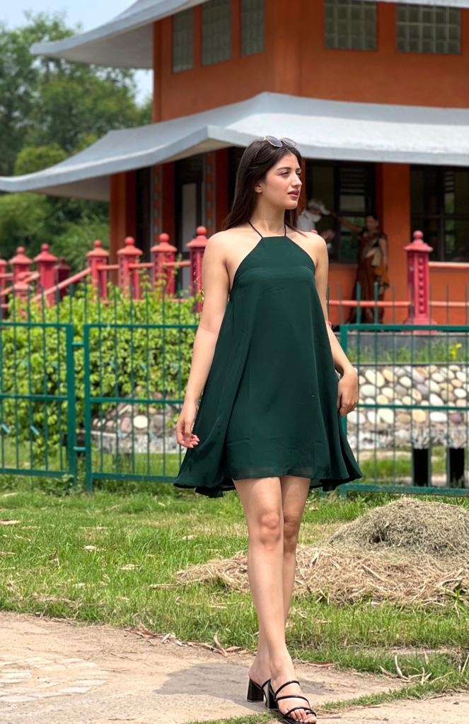 DAZZLE- A Line Dress (Green)