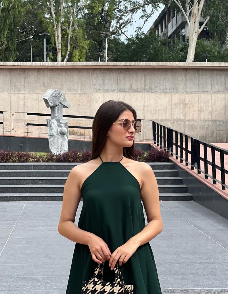 DAZZLE- A Line Dress (Green)