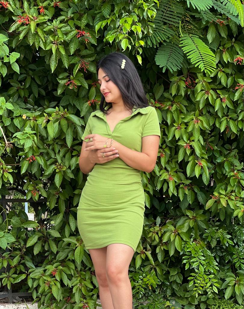 Basic Knit Dress (Avocado Green)