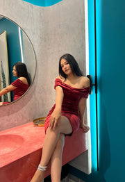 Xavie- Off Shoulder Dress (Maroon)