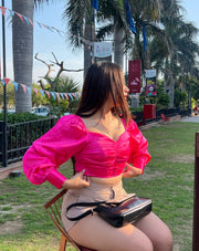 Hot Pink Satin Blouse