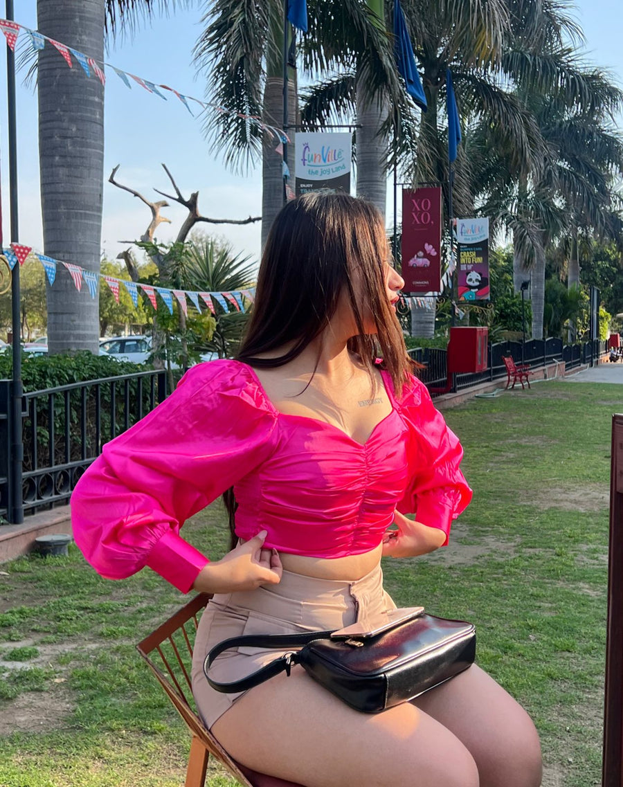 Hot Pink Satin Blouse