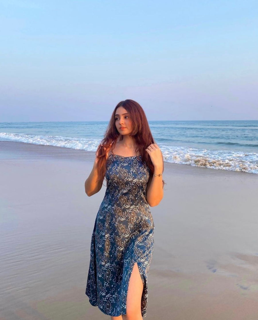 INDIE-Satin Dress (Cobalt)