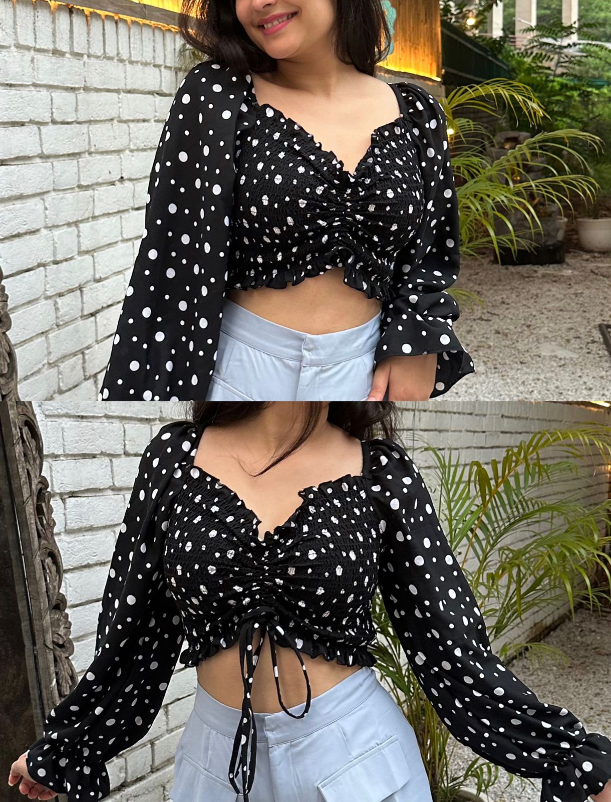 Polka Dots- Dingo sleeve Top