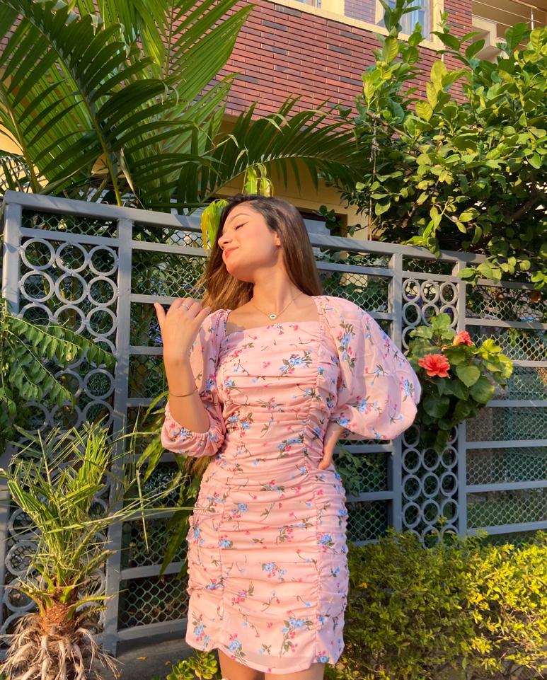 FLORAL FANTASY Bodycon Dress (Pnk)