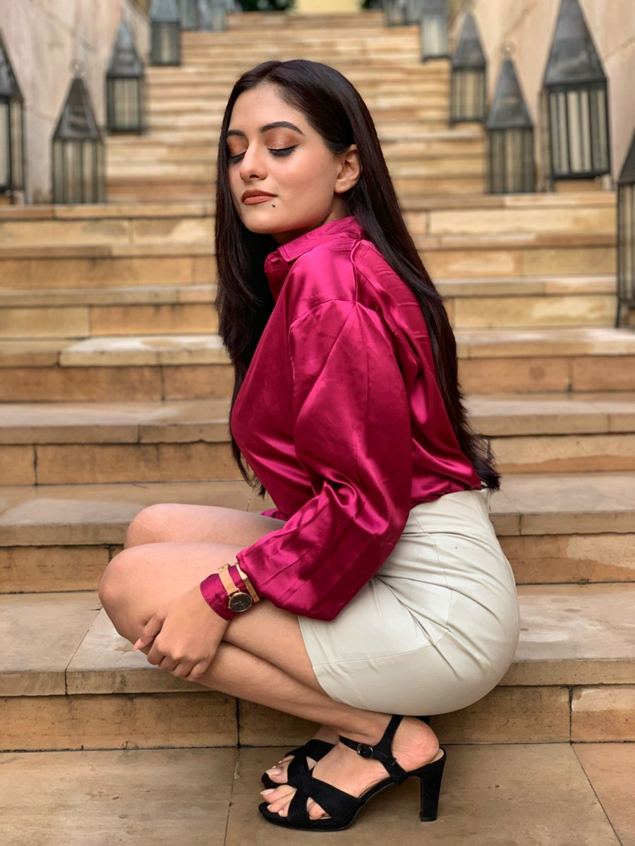 Satin Shirt (Fuschia pink)