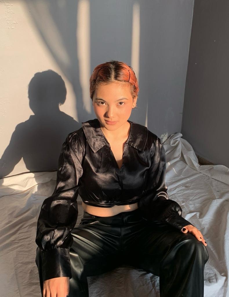 Cropped Satin Top (Black)