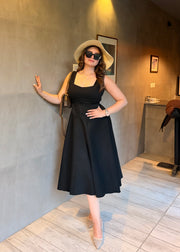 Noir- Black Midi Dress