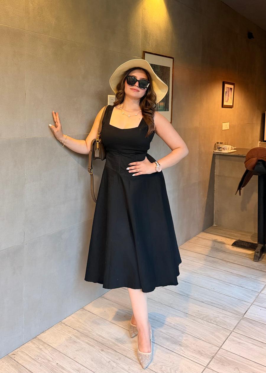Noir- Black Midi Dress