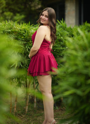 Cerise - Mini Dress with Cape (Berry Pink)