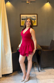 Cerise - Mini Dress with Cape (Berry Pink)