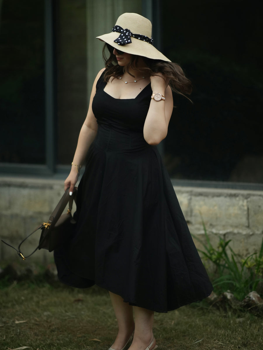 Noir- Black Midi Dress
