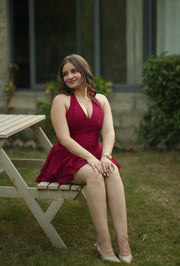 Cerise - Mini Dress with Cape (Berry Pink)