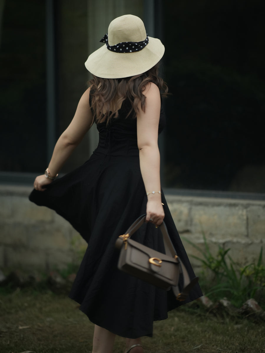 Noir- Black Midi Dress