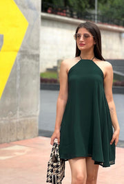 DAZZLE- A Line Dress (Green)