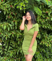 Basic Knit Dress (Avocado Green)