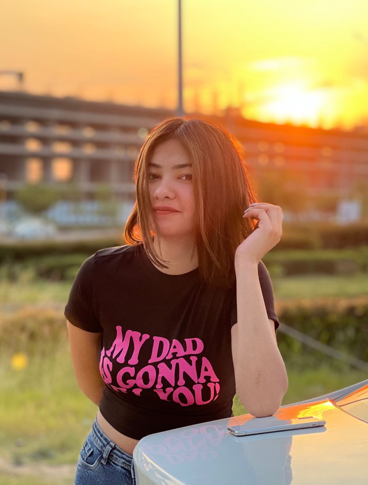 "Dad is gonna kill you" Baby tee (Black)