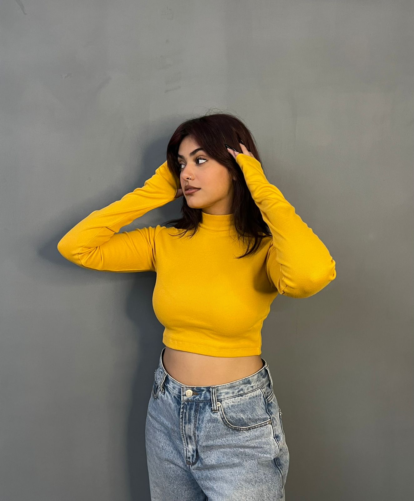 Basic knit Highneck top (Mustard) – mynomad