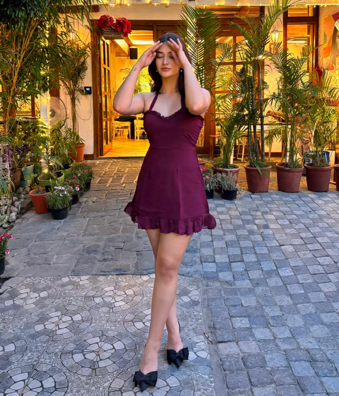 Nixie Mini Dress (Wine)