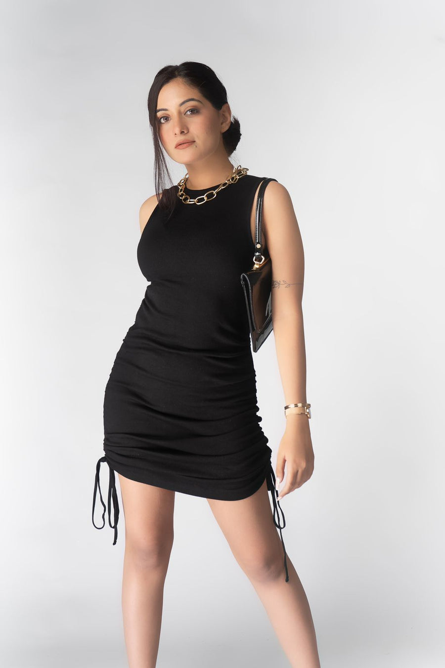Black Side Ruched Dress – mynomad Black Side Ruched Dress – mynomad