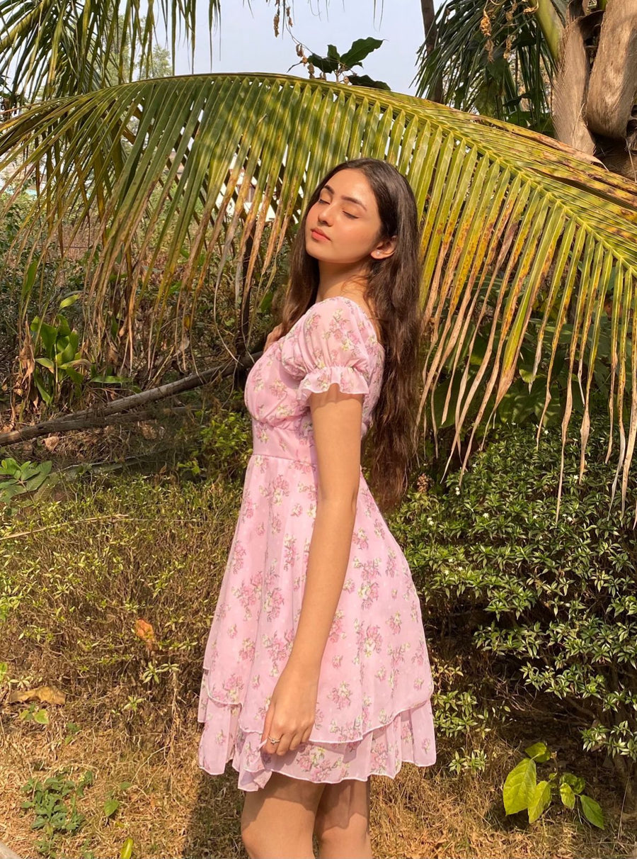 Rhoswen- pink floral dress